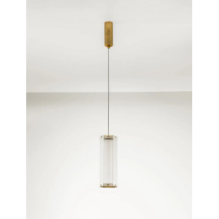 Lampa wisząca szklana w stylu retro Nezzo LED 3000K 10,5cm H32cm antyczny mosiądz