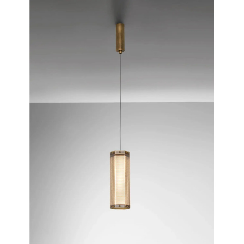 Lampa wisząca szklana w stylu retro Nezzo LED 3000K 10,5cm H32cm antyczny mosiądz