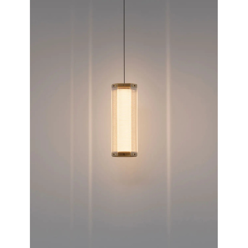 Lampa wisząca szklana w stylu retro Nezzo LED 3000K 10,5cm H32cm antyczny mosiądz
