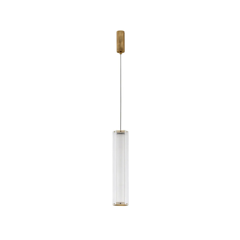 Lampa wisząca szklana w stylu retro Nezzo LED 3000K 10,5cm H53cm antyczny mosiądz
