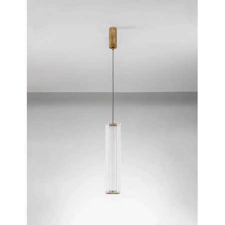 Lampa wisząca szklana w stylu retro Nezzo LED 3000K 10,5cm H53cm antyczny mosiądz