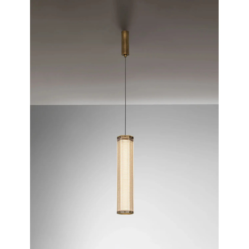 Lampa wisząca szklana w stylu retro Nezzo LED 3000K 10,5cm H53cm antyczny mosiądz