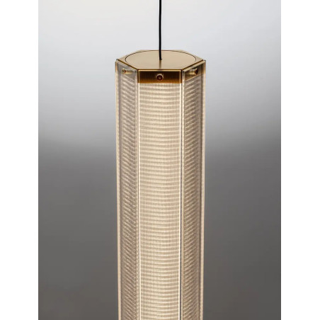 Lampa wisząca szklana w stylu retro Nezzo LED 3000K 10,5cm H53cm antyczny mosiądz