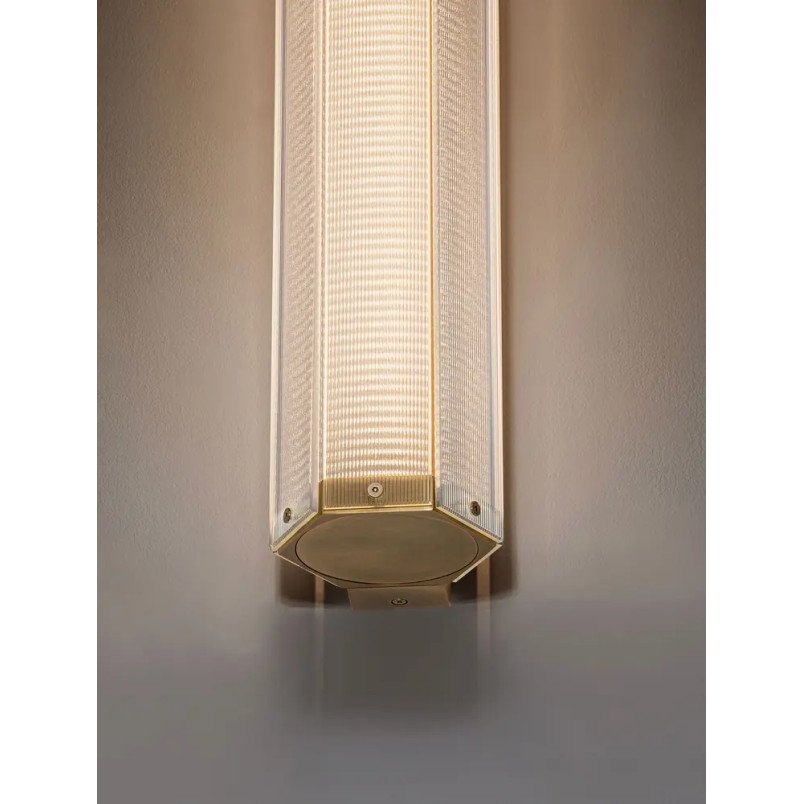 Kinkiet szklany w stylu retro Nezzo LED 3000K 60cm antyczny mosiądz