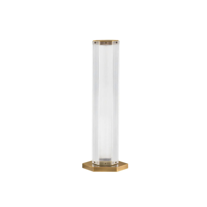Lampa stołowa szklana w stylu retro Nezzo LED 3000K 17,5cm H55,5cm antyczny mosiądz