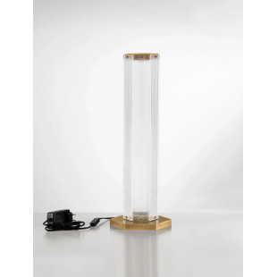 Lampa stołowa szklana w stylu retro Nezzo LED 3000K 17,5cm H55,5cm antyczny mosiądz
