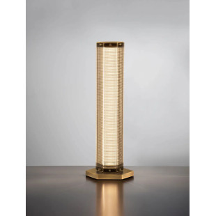 Lampa stołowa szklana w stylu retro Nezzo LED 3000K 17,5cm H55,5cm antyczny mosiądz