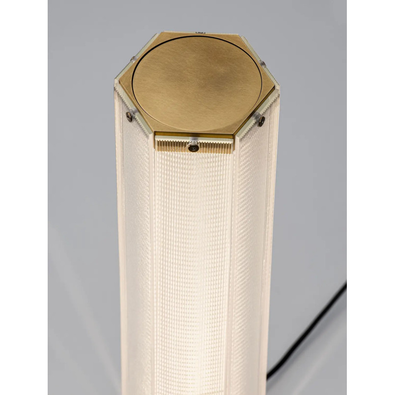 Lampa stołowa szklana w stylu retro Nezzo LED 3000K 17,5cm H55,5cm antyczny mosiądz