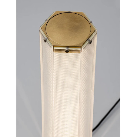 Lampa stołowa szklana w stylu retro Nezzo LED 3000K 17,5cm H55,5cm antyczny mosiądz