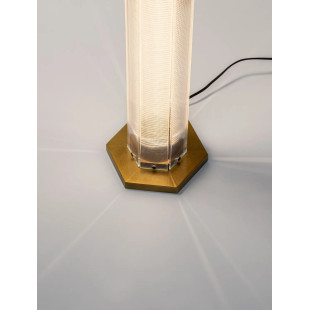 Lampa stołowa szklana w stylu retro Nezzo LED 3000K 17,5cm H55,5cm antyczny mosiądz