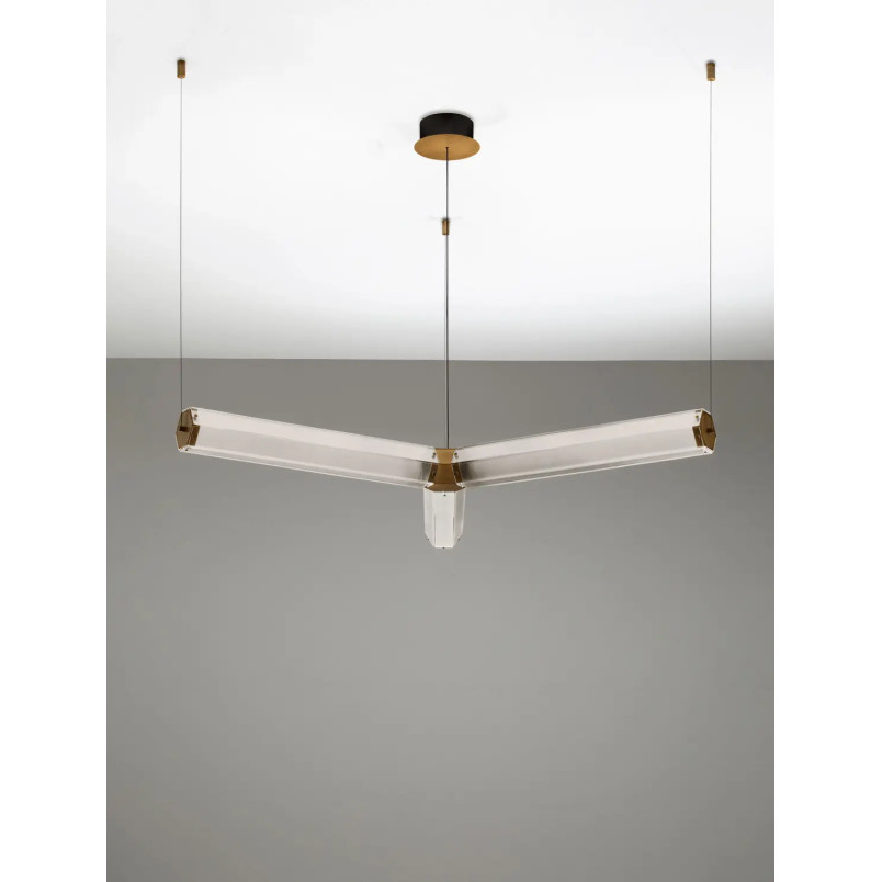 Lampa wisząca szklana w stylu retro Nezzo III LED 3000K 103cm antyczny mosiądz