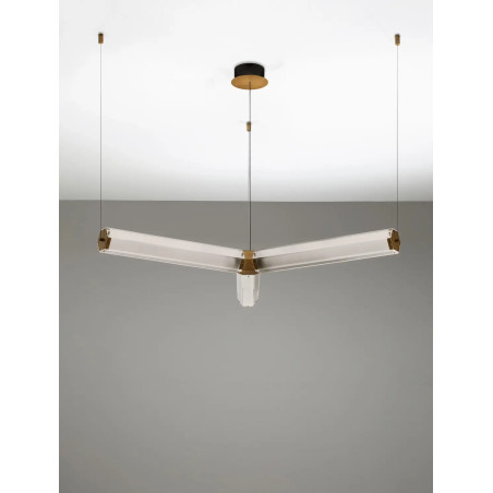 Lampa wisząca szklana w stylu retro Nezzo III LED 3000K 103cm antyczny mosiądz