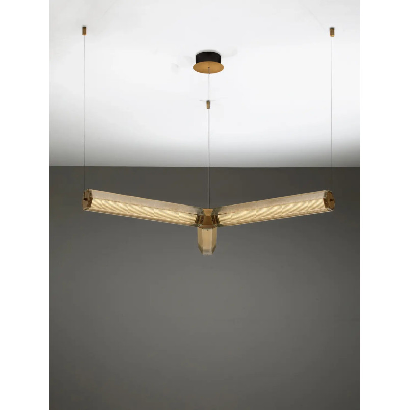 Lampa wisząca szklana w stylu retro Nezzo III LED 3000K 103cm antyczny mosiądz