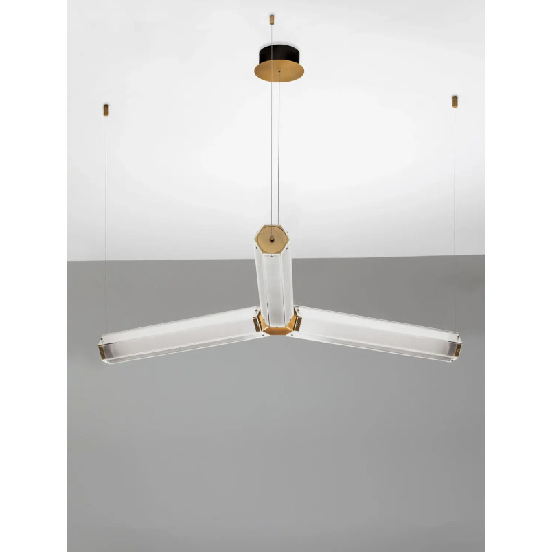 Lampa wisząca szklana w stylu retro Nezzo III LED 3000K 103cm antyczny mosiądz
