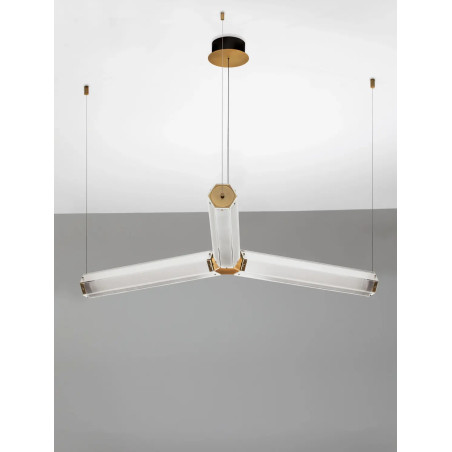 Lampa wisząca szklana w stylu retro Nezzo III LED 3000K 103cm antyczny mosiądz