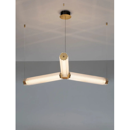 Lampa wisząca szklana w stylu retro Nezzo III LED 3000K 103cm antyczny mosiądz