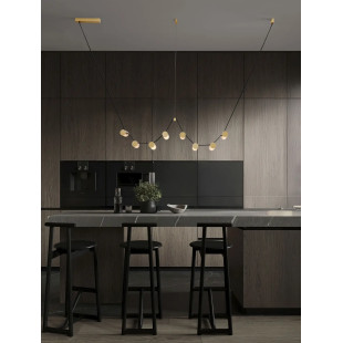 Lampa wisząca designerska Manila LED 3000K 197cm szkło / antyczny mosiądz / skórzany pasek