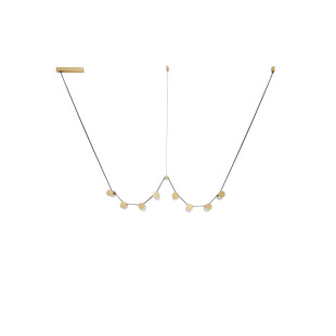 Lampa wisząca designerska Manila LED 3000K 197cm szkło / antyczny mosiądz / skórzany pasek