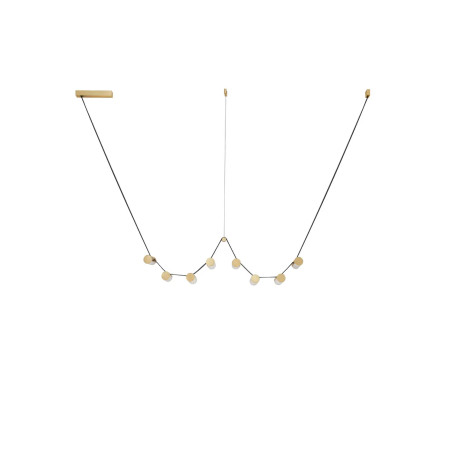 Lampa wisząca designerska Manila LED 3000K 197cm szkło / antyczny mosiądz / skórzany pasek