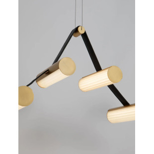 Lampa wisząca designerska Manila LED 3000K 197cm szkło / antyczny mosiądz / skórzany pasek