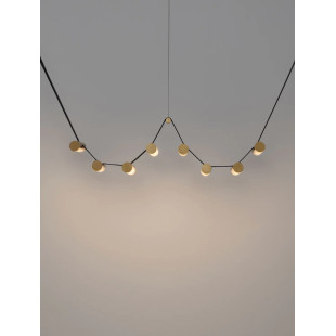 Lampa wisząca designerska Manila LED 3000K 197cm szkło / antyczny mosiądz / skórzany pasek