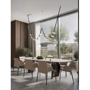 Lampa wisząca designerska Manila LED 3000K 227cm szkło / antyczny mosiądz / skórzany pasek