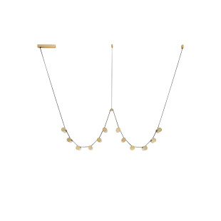 Lampa wisząca designerska Manila LED 3000K 227cm szkło / antyczny mosiądz / skórzany pasek