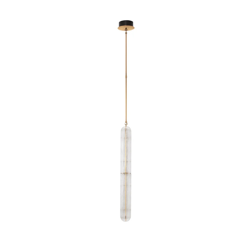 Lampa wisząca szklana modern Loren LED 10cm szkło strukturalne / antyczny mosiądz