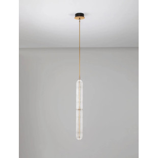 Lampa wisząca szklana modern Loren LED 10cm szkło strukturalne / antyczny mosiądz