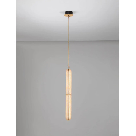 Lampa wisząca szklana modern Loren LED 10cm szkło strukturalne / antyczny mosiądz