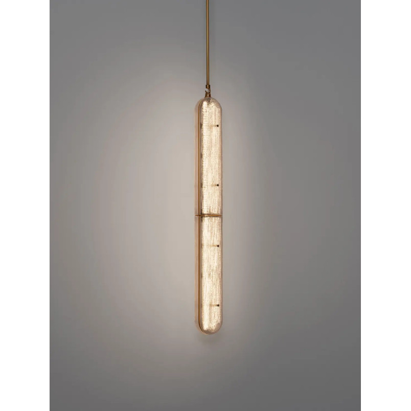 Lampa wisząca szklana modern Loren LED 10cm szkło strukturalne / antyczny mosiądz