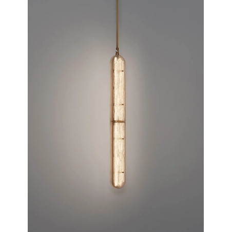 Lampa wisząca szklana modern Loren LED 10cm szkło strukturalne / antyczny mosiądz