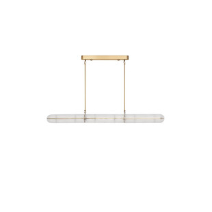 Lampa wisząca szklana podłużna Loren LED 121cm szkło strukturalne / antyczny mosiądz
