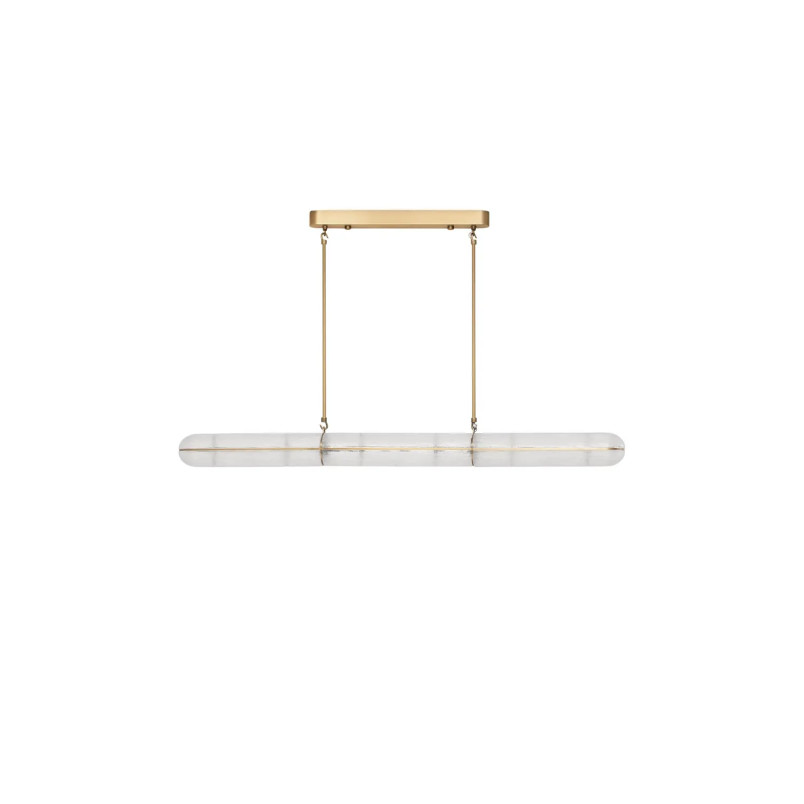 Lampa wisząca szklana podłużna Loren LED 121cm szkło strukturalne / antyczny mosiądz