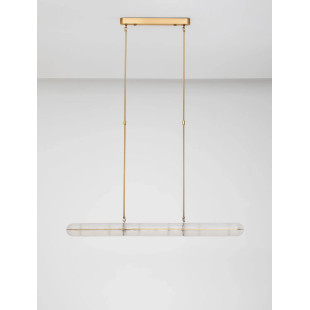 Lampa wisząca szklana podłużna Loren LED 121cm szkło strukturalne / antyczny mosiądz