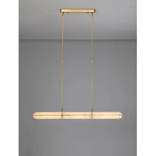Lampa wisząca szklana podłużna Loren LED 121cm szkło strukturalne / antyczny mosiądz