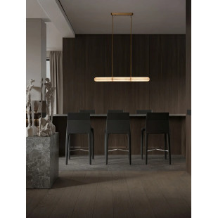 Lampa wisząca szklana podłużna Loren LED 121cm szkło strukturalne / antyczny mosiądz