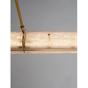 Lampa wisząca szklana podłużna Loren LED 121cm szkło strukturalne / antyczny mosiądz