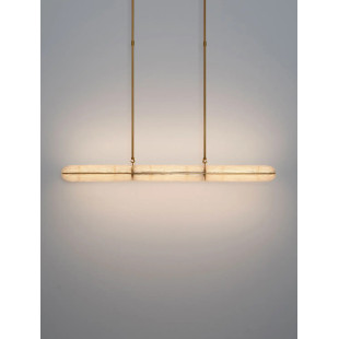 Lampa wisząca szklana podłużna Loren LED 121cm szkło strukturalne / antyczny mosiądz