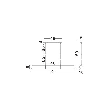 Lampa wisząca szklana podłużna Loren LED 121cm szkło strukturalne / antyczny mosiądz