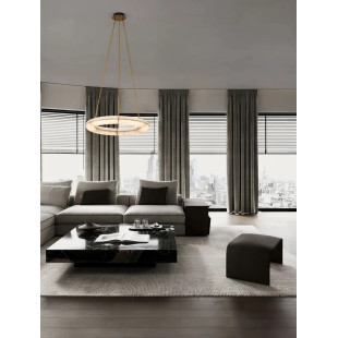 Lampa wisząca szklana okrągła Loren LED 75cm szkło strukturalne / antyczny mosiądz