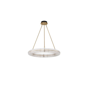 Lampa wisząca szklana okrągła Loren LED 75cm szkło strukturalne / antyczny mosiądz