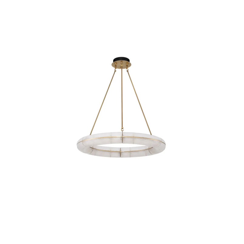 Lampa wisząca szklana okrągła Loren LED 75cm szkło strukturalne / antyczny mosiądz