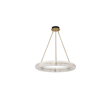 Lampa wisząca szklana okrągła Loren LED 75cm szkło strukturalne / antyczny mosiądz