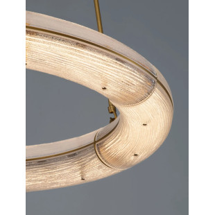 Lampa wisząca szklana okrągła Loren LED 75cm szkło strukturalne / antyczny mosiądz