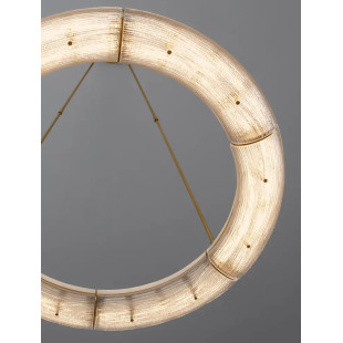 Lampa wisząca szklana okrągła Loren LED 75cm szkło strukturalne / antyczny mosiądz