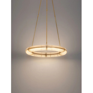 Lampa wisząca szklana okrągła Loren LED 75cm szkło strukturalne / antyczny mosiądz