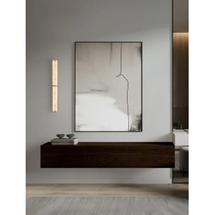 Kinkiet szklany modern Loren LED 80cm szkło strukturalne / antyczny mosiądz