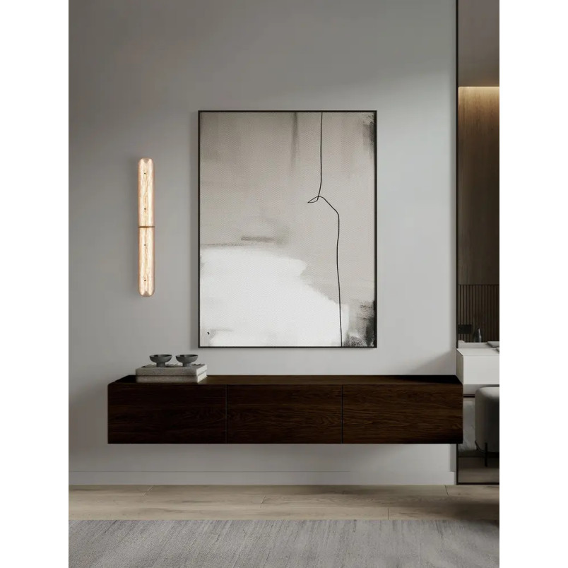 Kinkiet szklany modern Loren LED 80cm szkło strukturalne / antyczny mosiądz