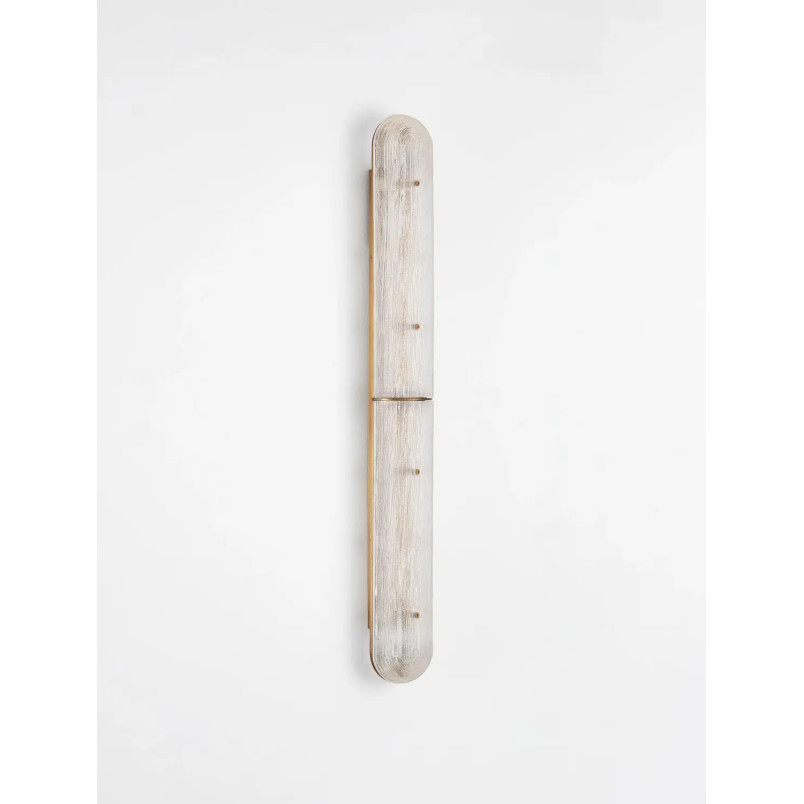 Kinkiet szklany modern Loren LED 80cm szkło strukturalne / antyczny mosiądz